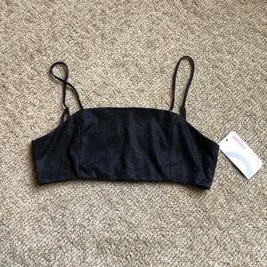 Marthea Crop Top Women's‎ Large Black Metallic Party Strappy Sleeveless